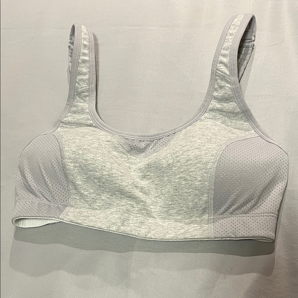 Jockey Light Gray Padded Sports Bra 50369 Size Medium Moisture Wicking